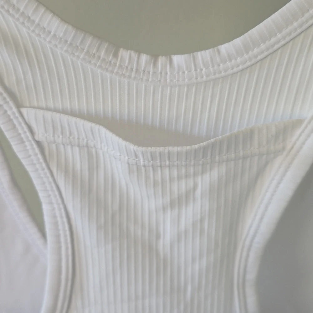 White Ribbed Racerback Bralette Top - Picture 5 of 9